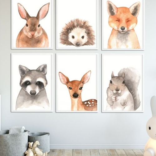 zestaw plakatów dla dzieci leśne zwierzaki